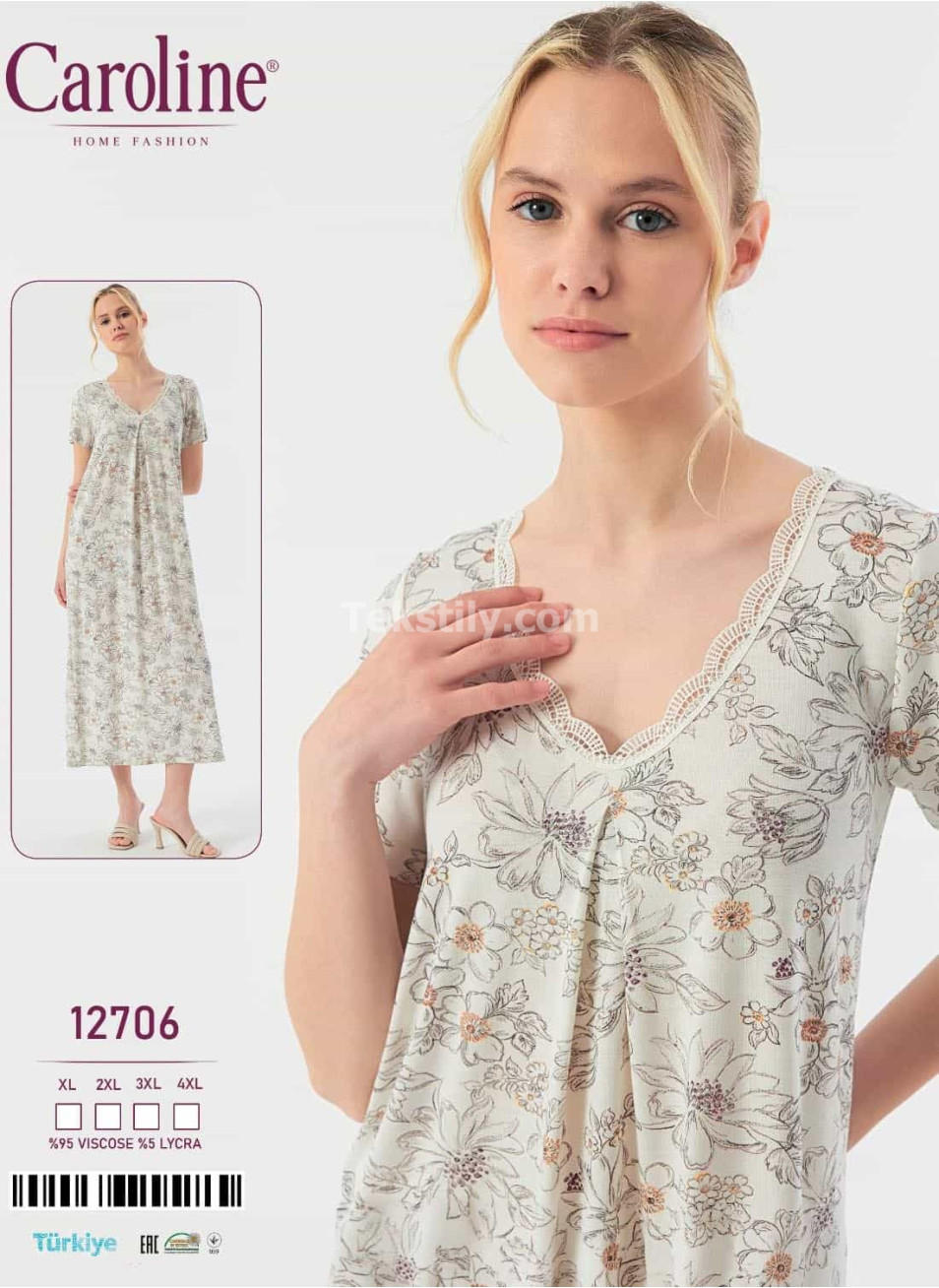 Женская Ночная Сорочка Caroline (XL+2XL+3XL+4XL)