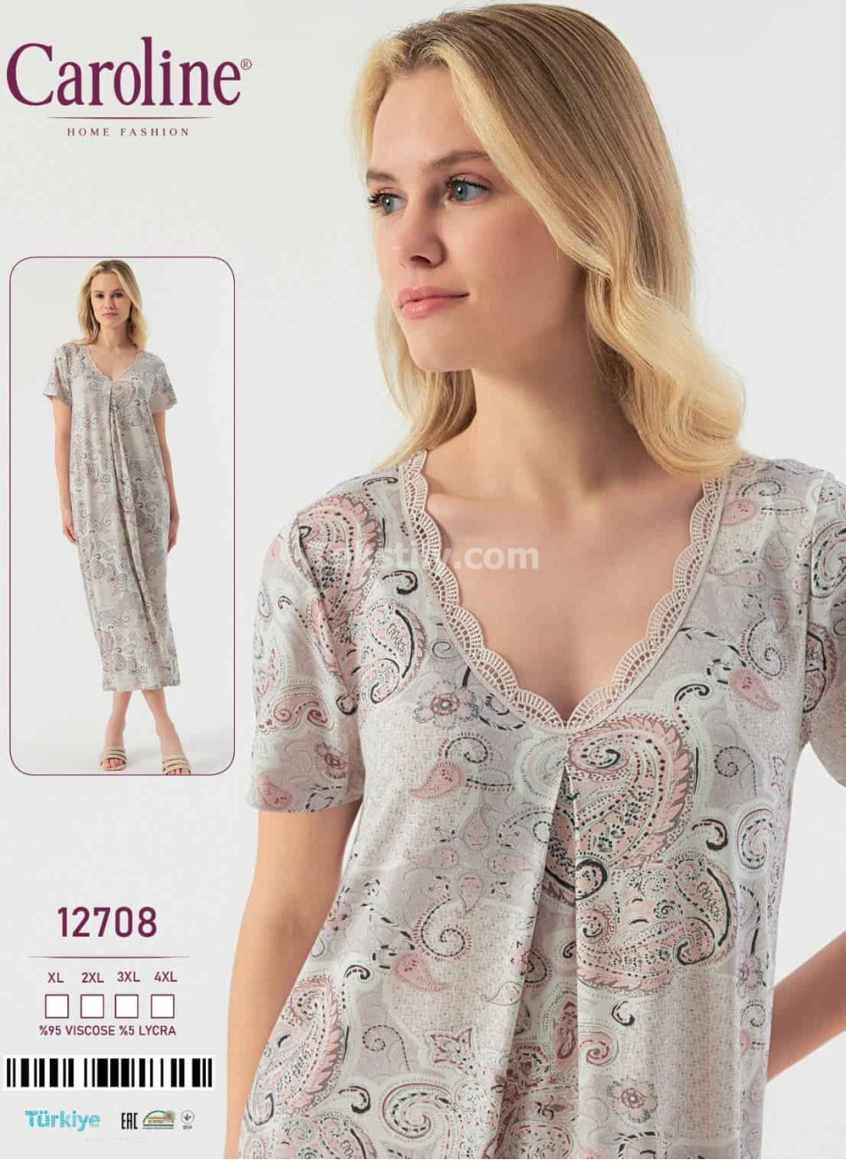 Женская Ночная Сорочка Caroline (XL+2XL+3XL+4XL)