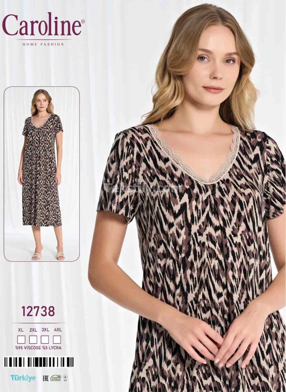 Женская Ночная Сорочка Caroline (XL+2XL+3XL+4XL)