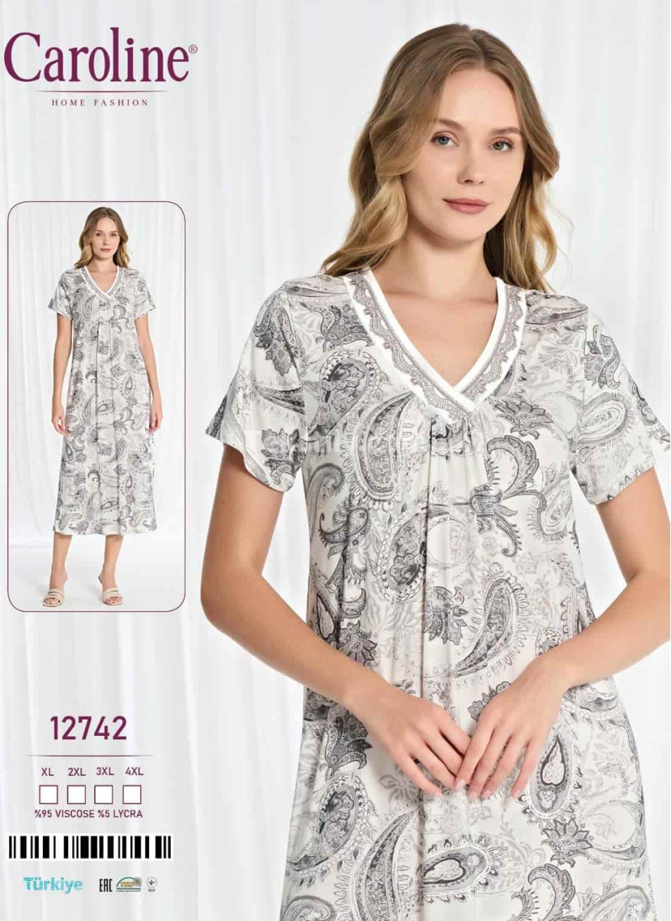 Женская Ночная Сорочка Caroline (XL+2XL+3XL+4XL)