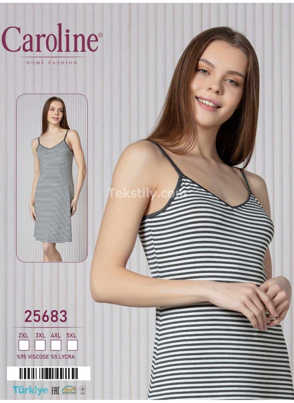 Ночная Женская Сорочка Caroline (2XL+3XL+4XL+5XL)