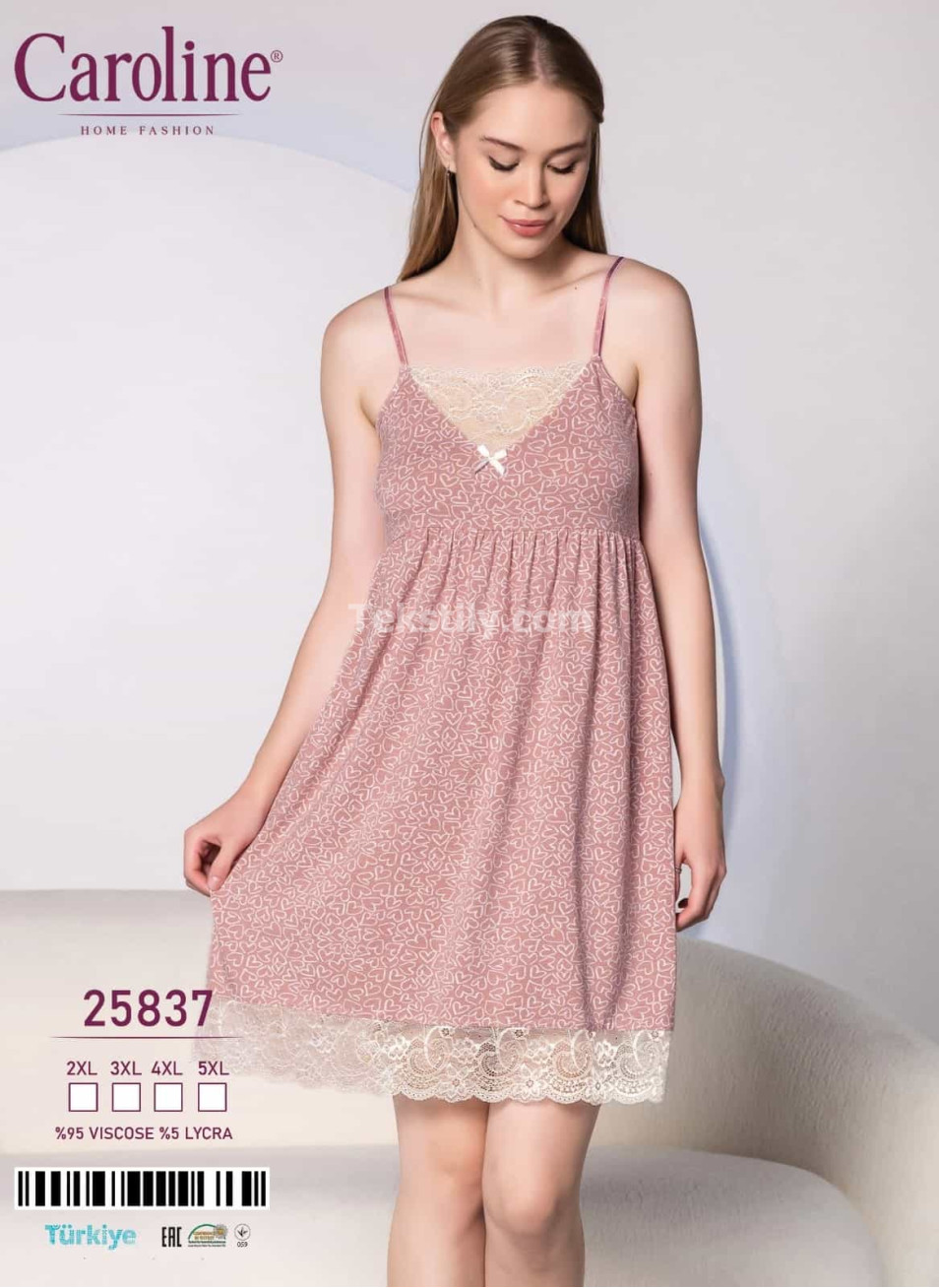 Ночная Женская Сорочка Caroline (2XL+3XL+4XL+5XL)