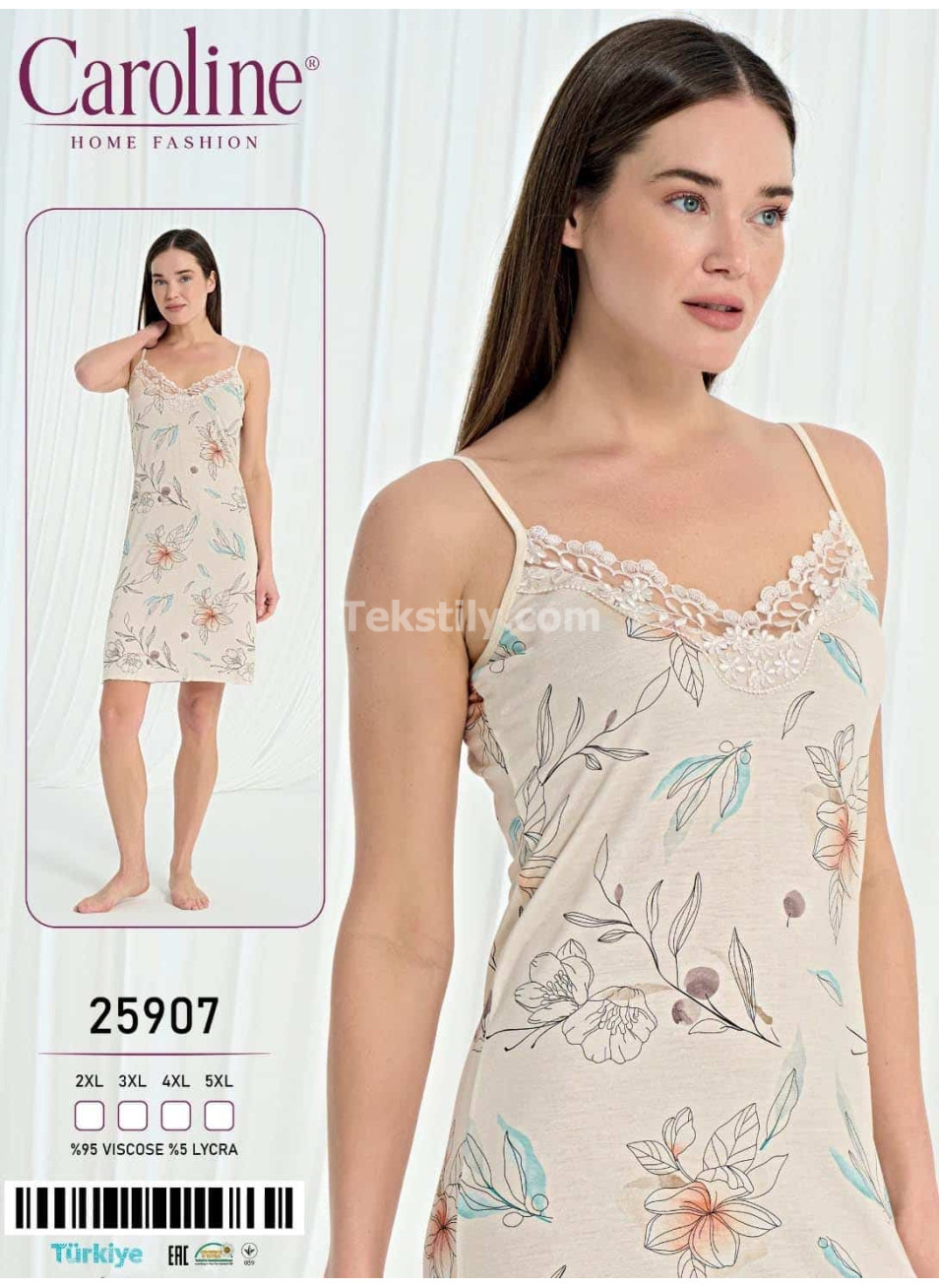 Ночная Женская Сорочка Caroline (2XL+3XL+4XL+5XL)
