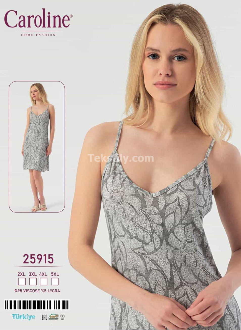 Ночная Женская Сорочка Caroline (2XL+3XL+4XL+5XL)