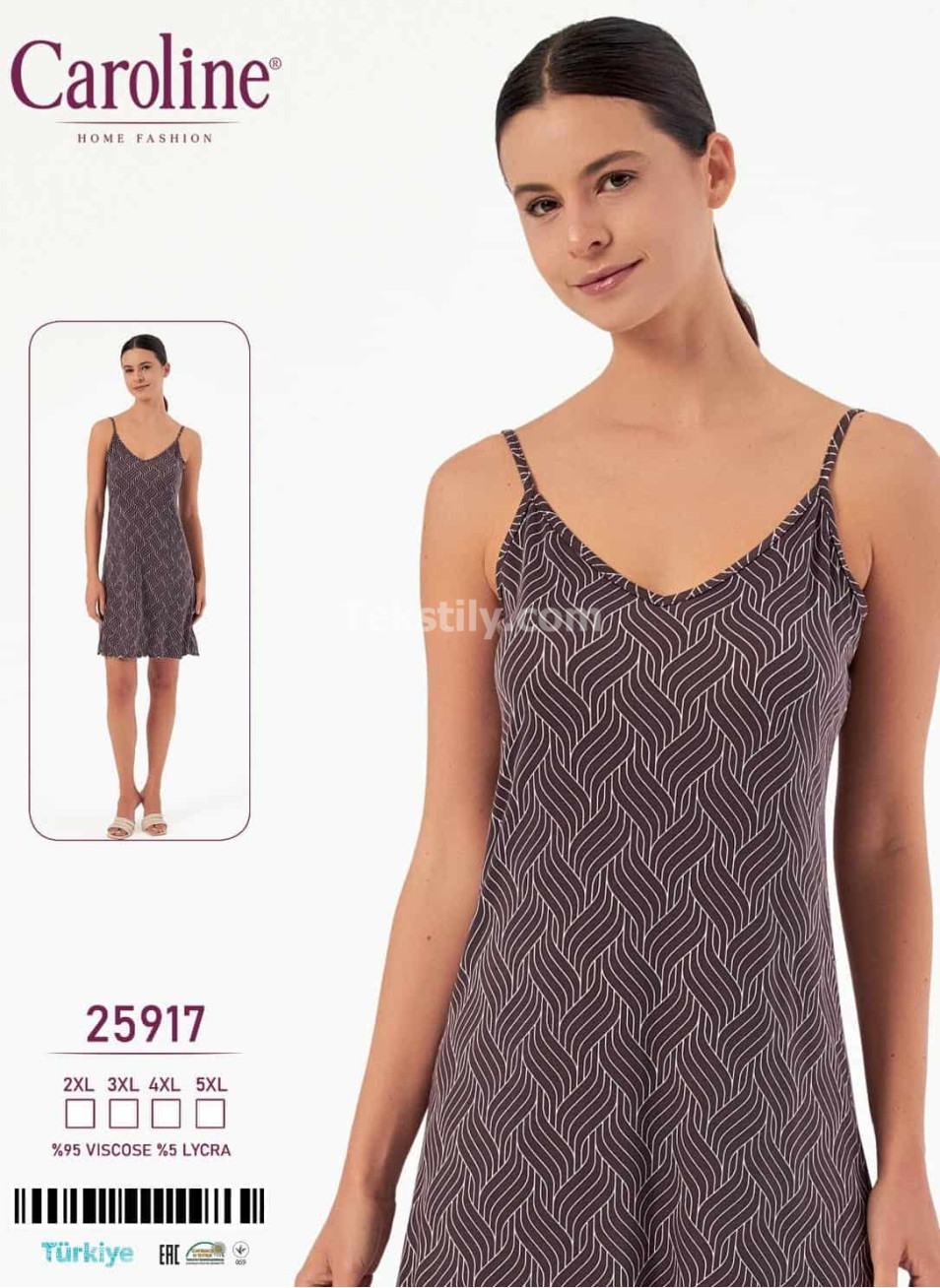 Ночная Женская Сорочка Caroline (2XL+3XL+4XL+5XL)