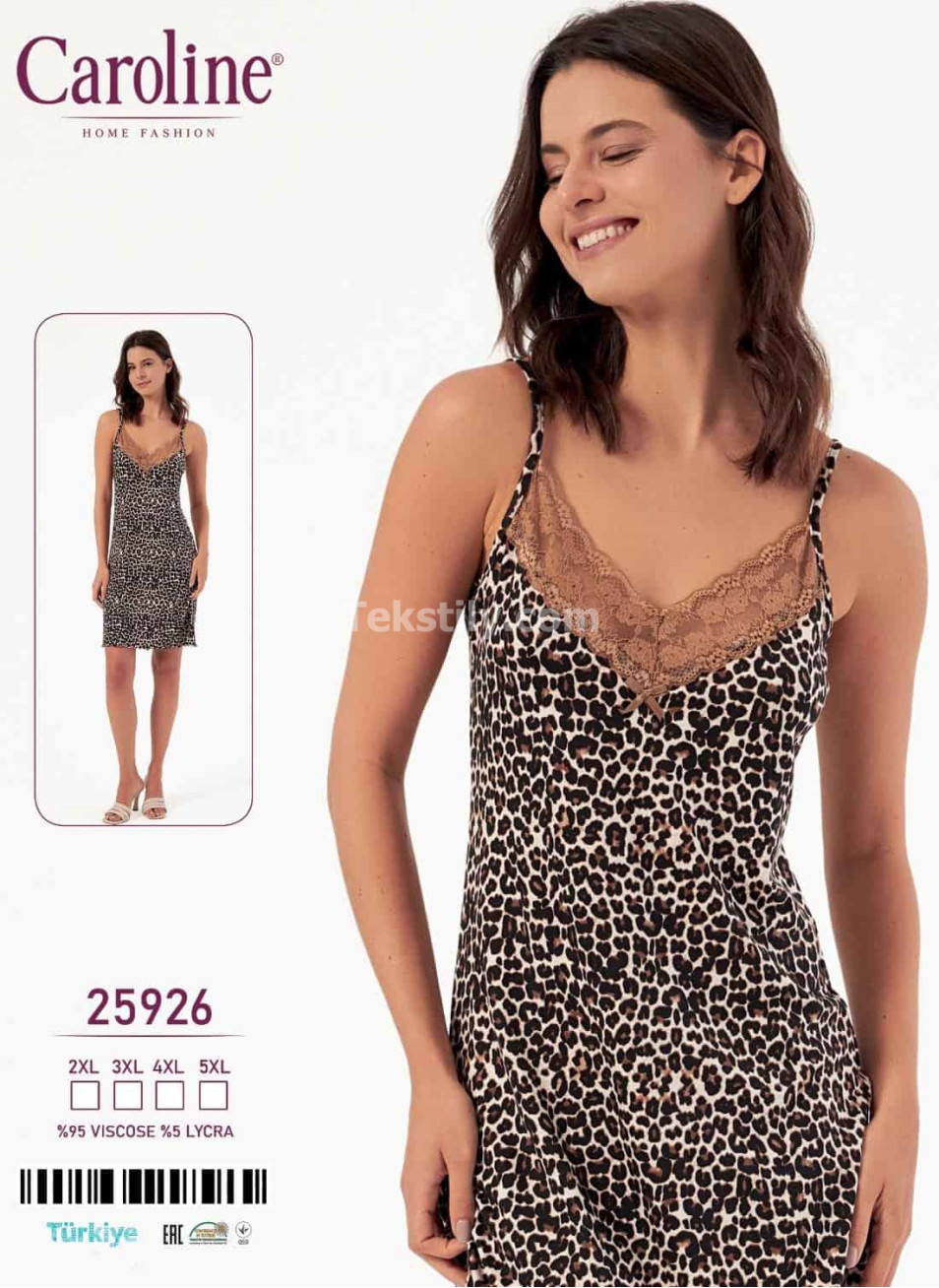 Ночная Женская Сорочка Caroline (2XL+3XL+4XL+5XL)