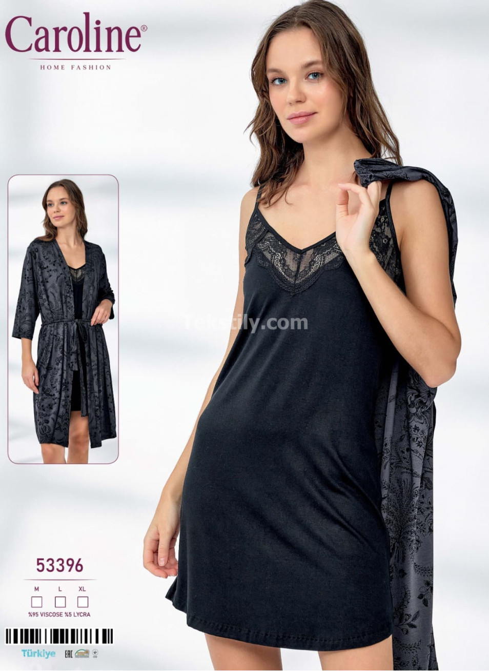 Женская Сорочка с Халатом Caroline (M+L+XL)