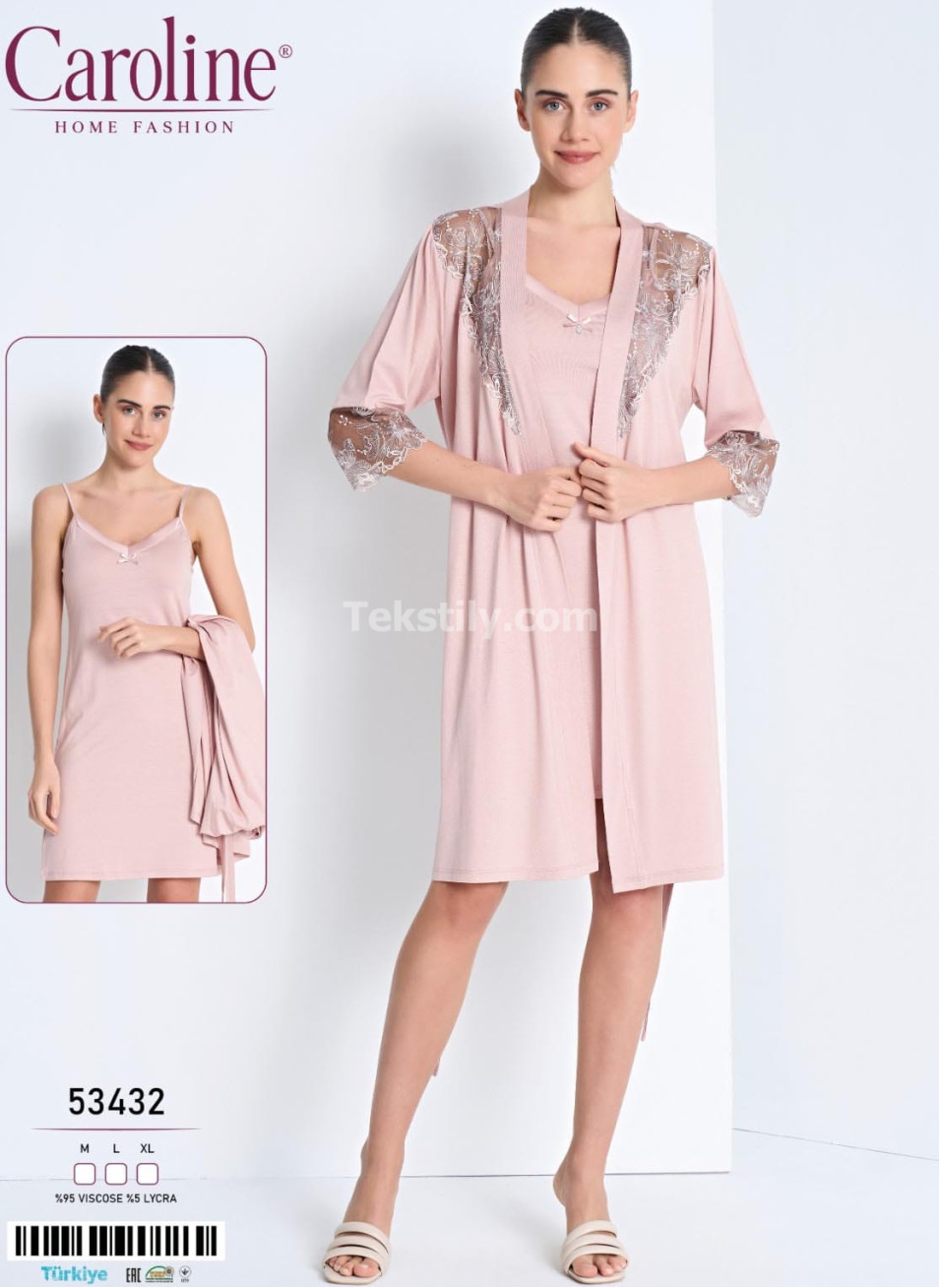 Женская Сорочка с Халатом Caroline (M+L+XL)