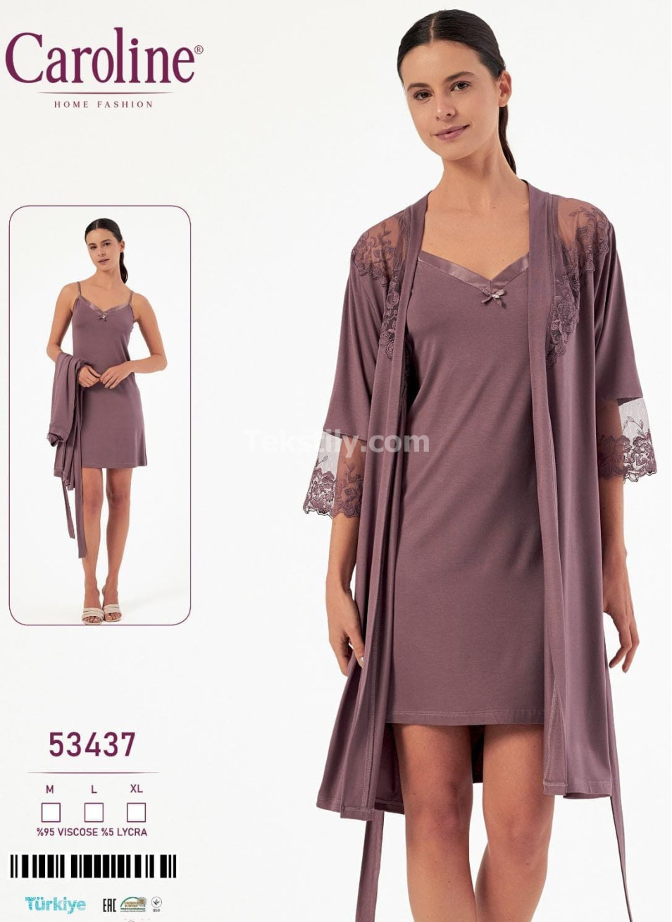 Женская Сорочка с Халатом Caroline (M+L+XL)