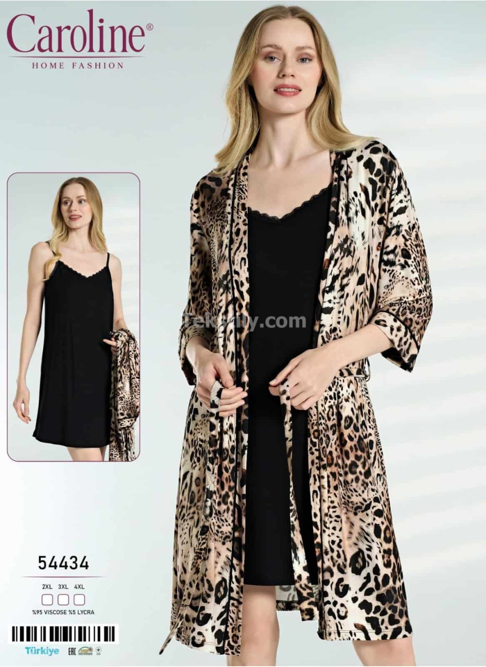 Женская Сорочка с Халатом Caroline (2XL+3XL+4XL)