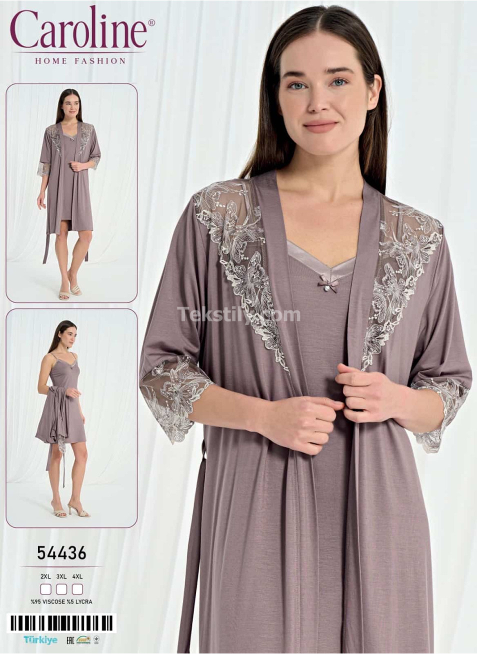 Женский Комплект Сорочка с Халатом Caroline (2XL+3XL+4XL)