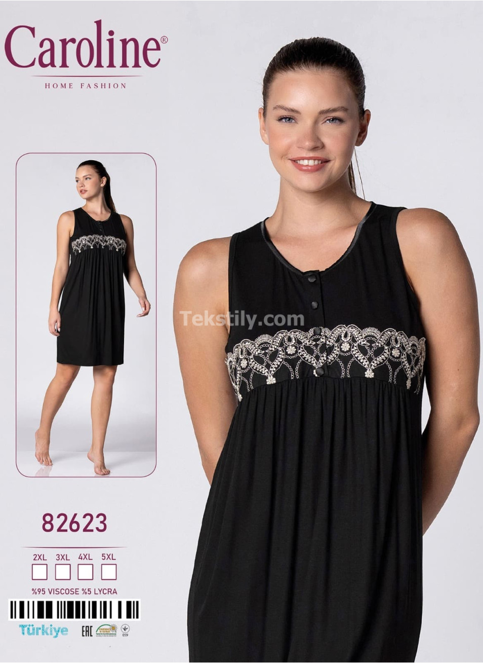 Ночная Женская Сорочка Caroline (2XL+3XL+4XL+5XL)