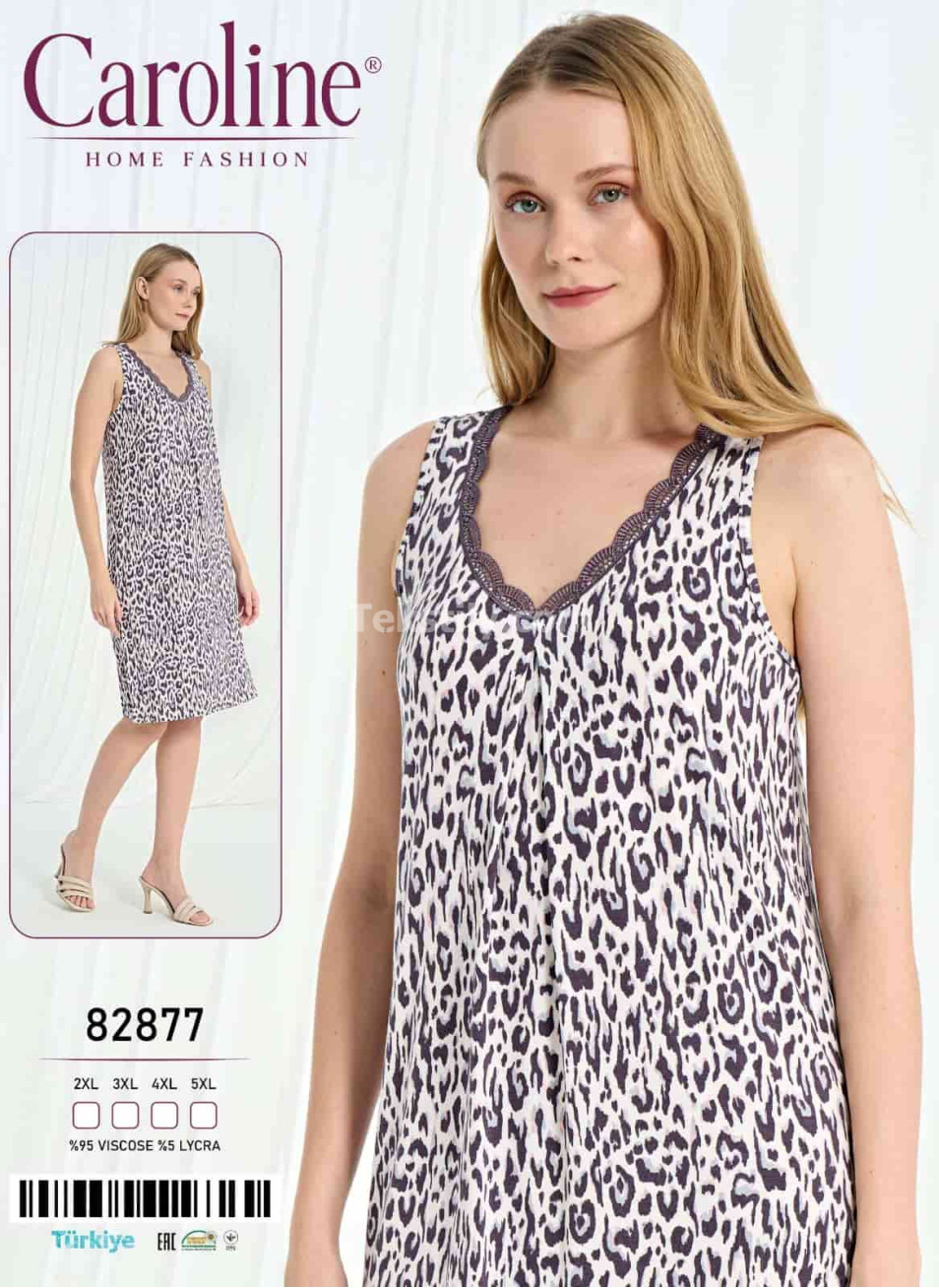Ночная Женская Сорочка Caroline (2XL+3XL+4XL+5XL)