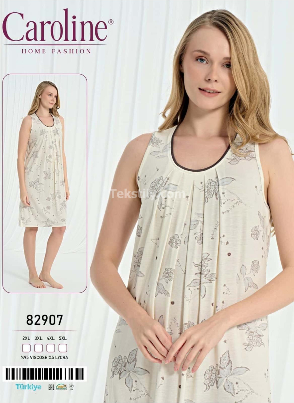 Ночная Женская Сорочка Caroline (2XL+3XL+4XL+5XL)