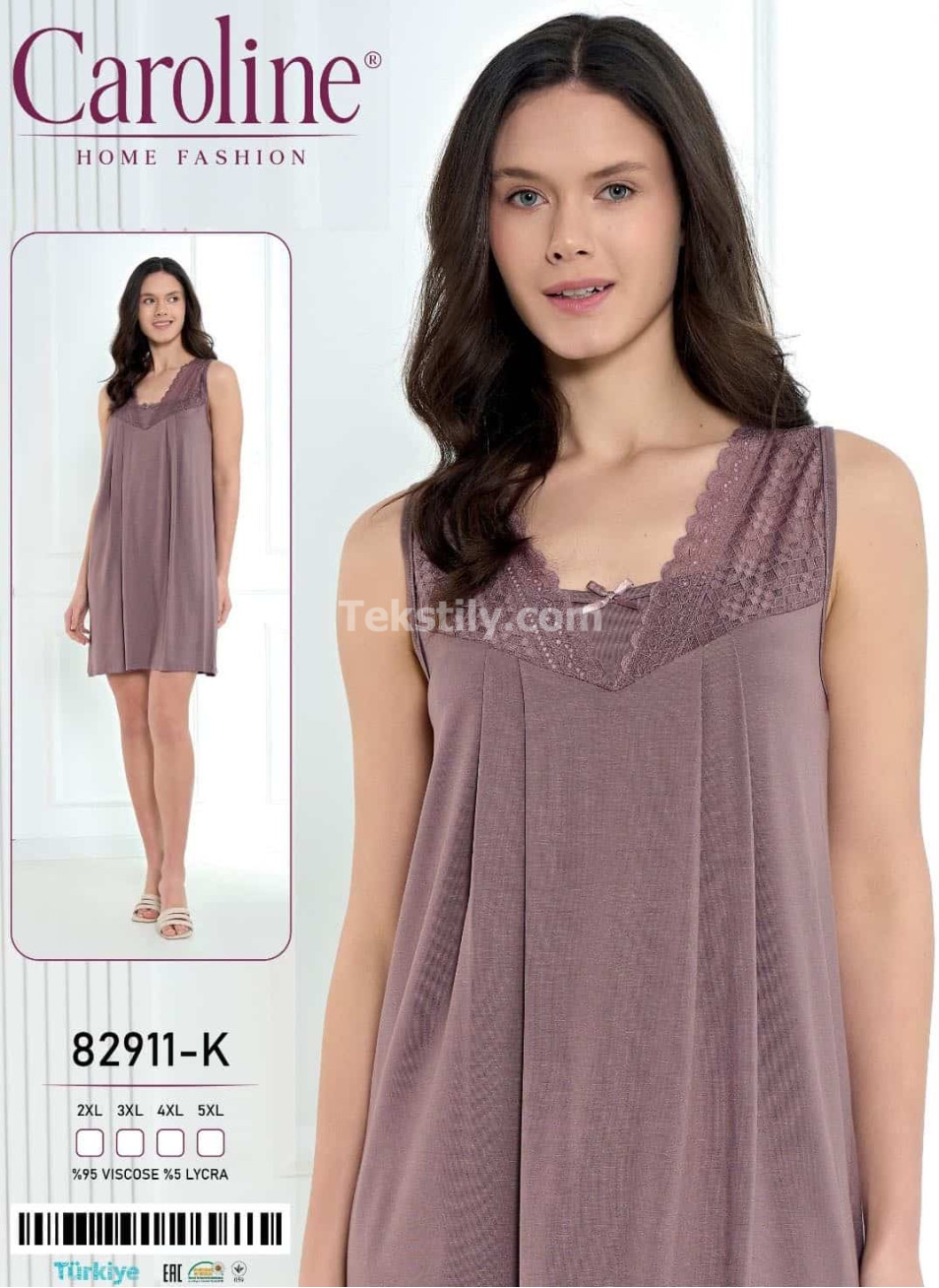 Ночная Женская Сорочка Caroline (2XL+3XL+4XL+5XL)