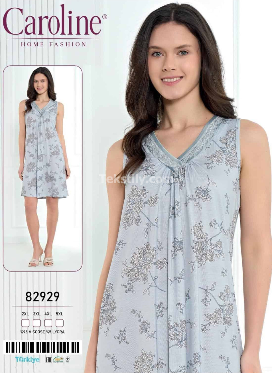 Ночная Женская Сорочка Caroline (2XL+3XL+4XL+5XL)