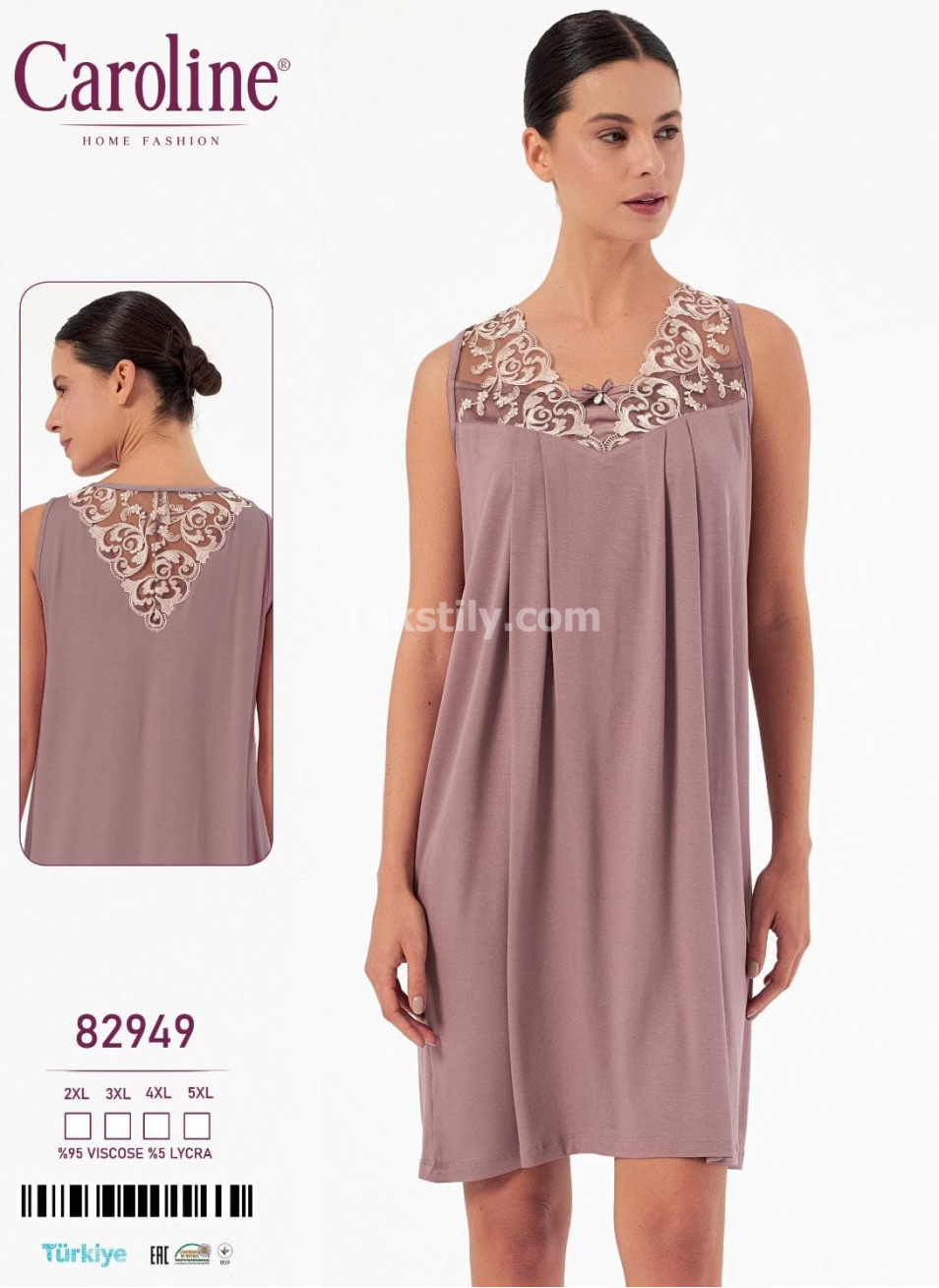 Ночная Женская Сорочка Caroline (2XL+3XL+4XL+5XL)
