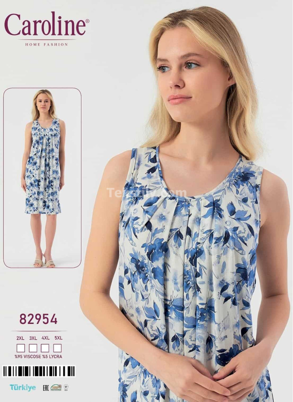 Ночная Женская Сорочка Caroline (2XL+3XL+4XL+5XL)