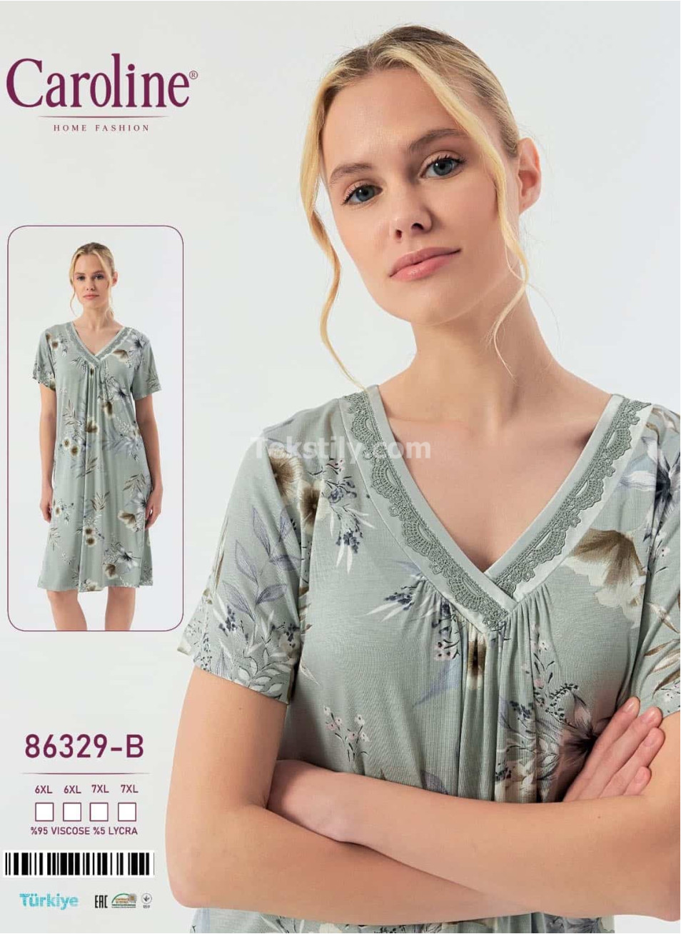 Женская Ночная Сорочка Caroline (6XL+6XL+7XL+7XL)