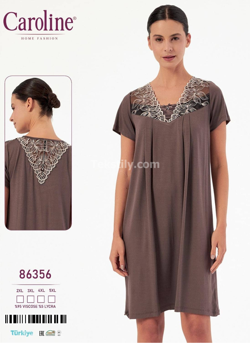 Ночная Женская Сорочка Caroline (2XL+3XL+4XL+5XL)