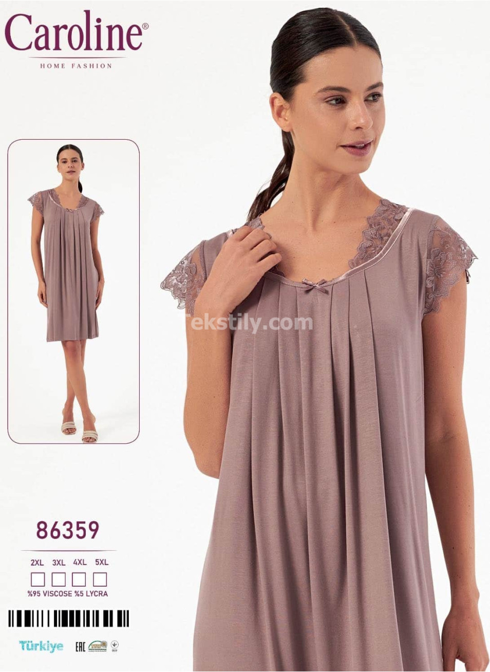 Ночная Женская Сорочка Caroline (2XL+3XL+4XL+5XL)