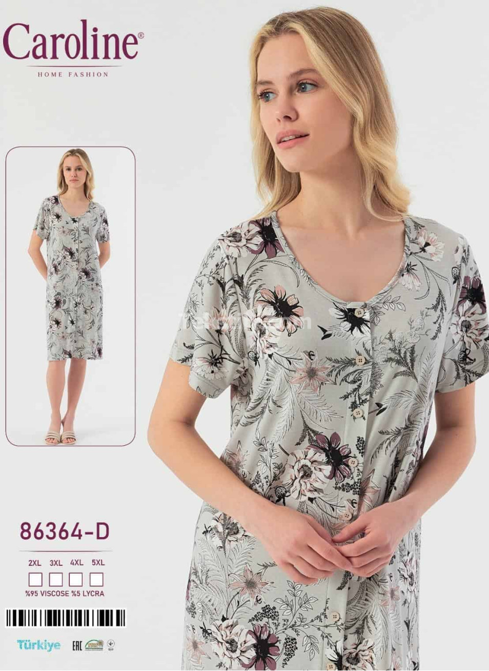 Женский домашний халат Caroline (2XL+3XL+4XL+5XL)