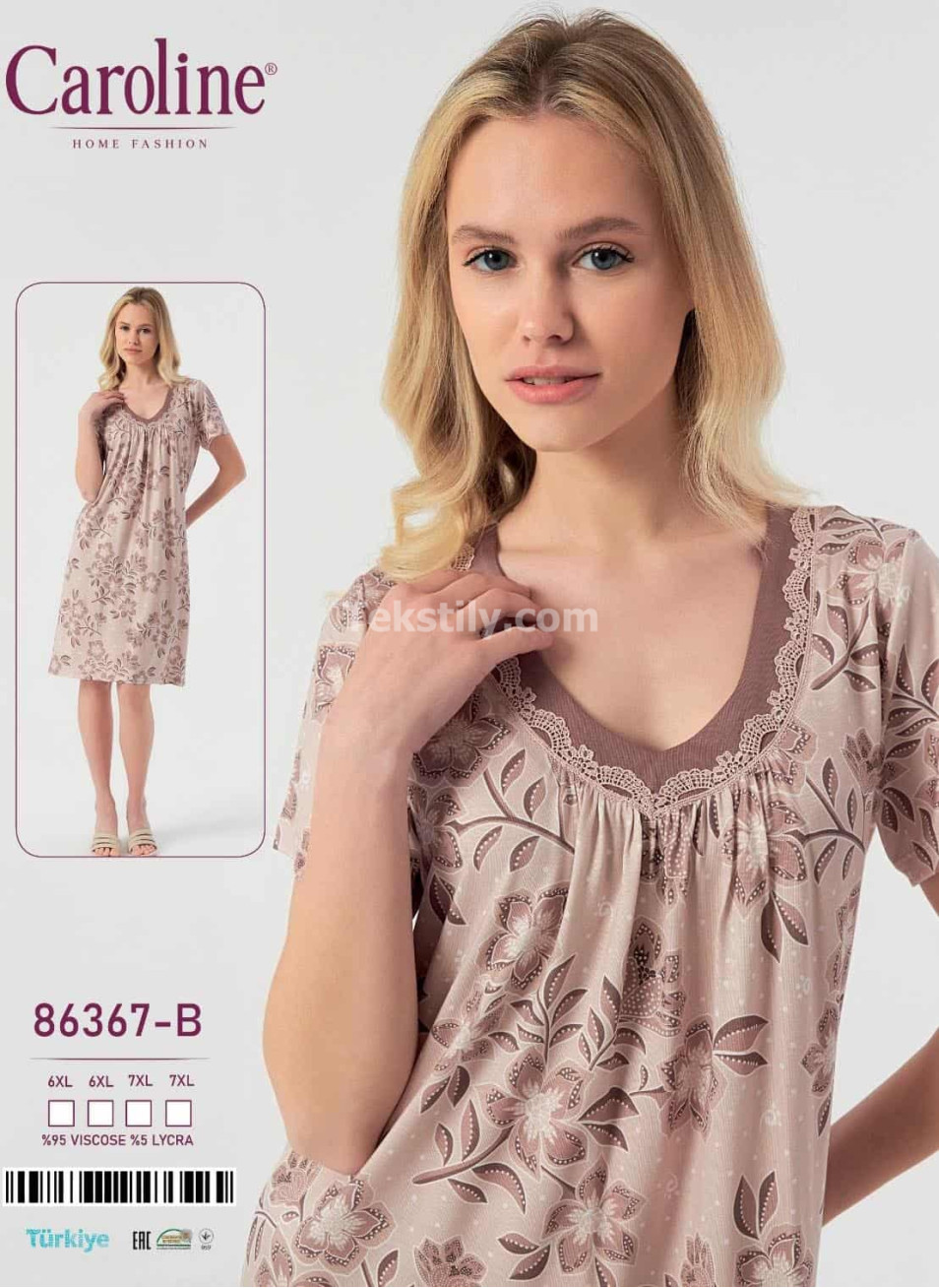 Женская Ночная Сорочка Caroline (6XL+6XL+7XL+7XL)