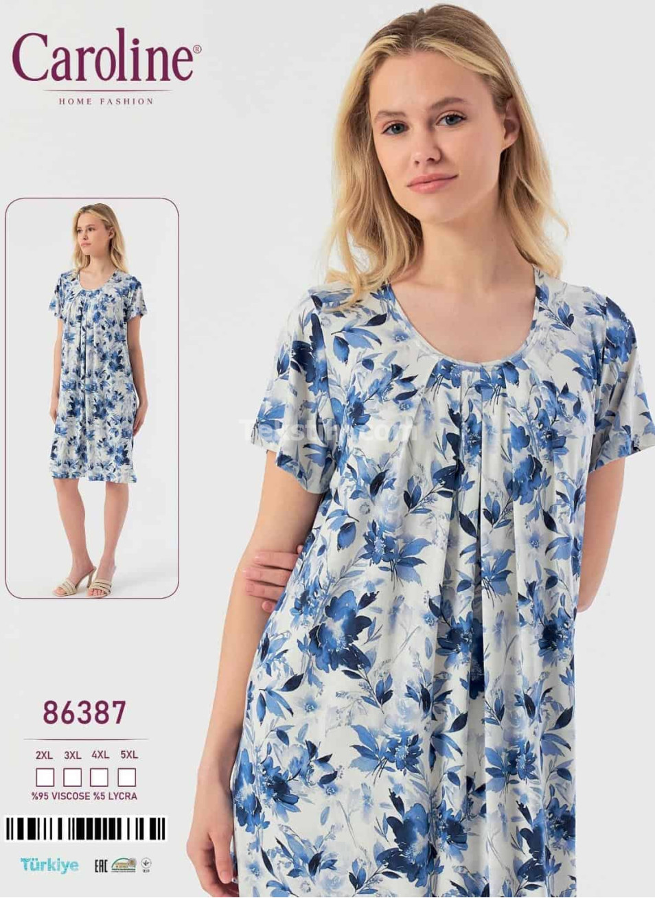 Ночная Женская Сорочка Caroline (2XL+3XL+4XL+5XL)
