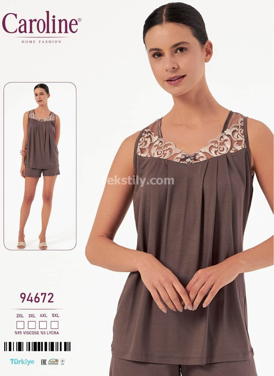 Женский Комплект с Шортами Caroline (2XL+3XL+4XL+5XL)