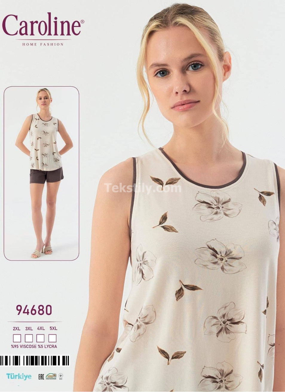 Женский Комплект с Шортами Caroline (2XL+3XL+4XL+5XL)