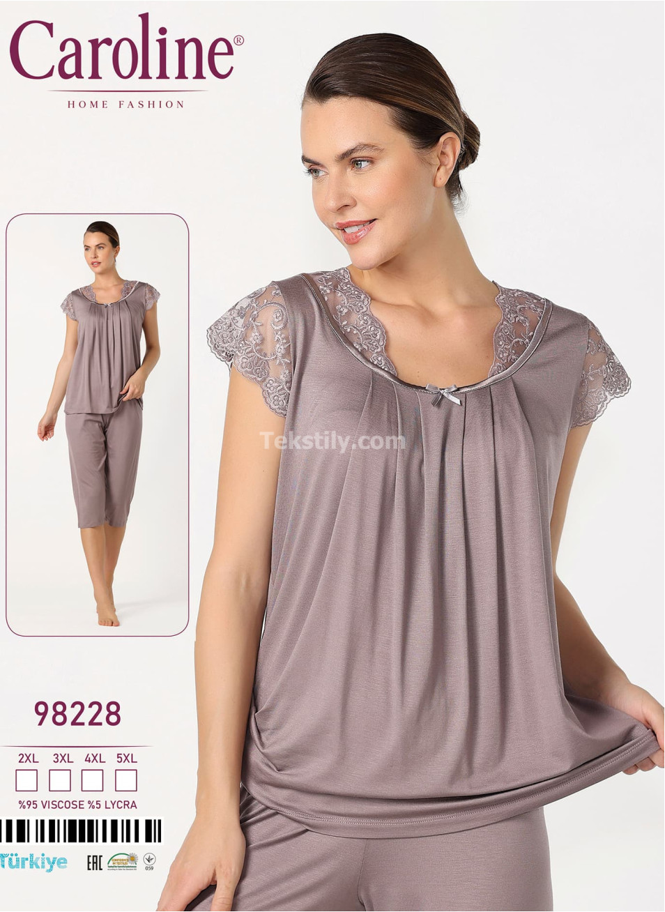 Женская Пижама Комплект с Капри Caroline (2XL+3XL+4XL+5XL)