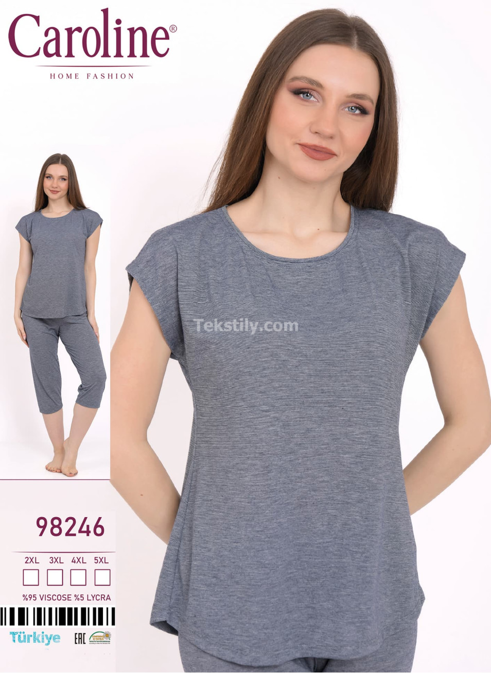 Пижама Женская Комплект с Капри (2XL+3XL+4XL+5XL) Caroline