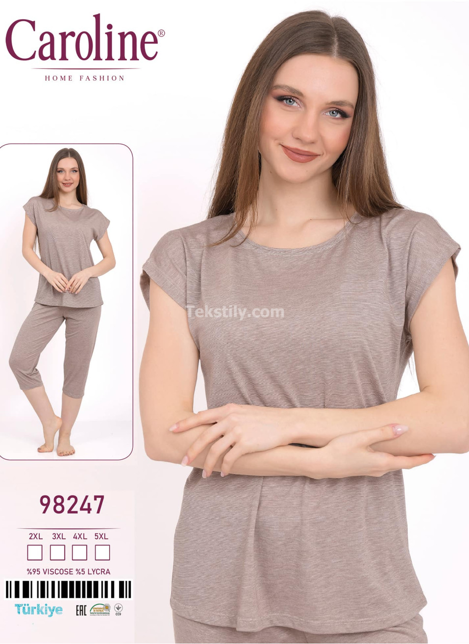 Пижама Женская Комплект с Капри (2XL+3XL+4XL+5XL) Caroline