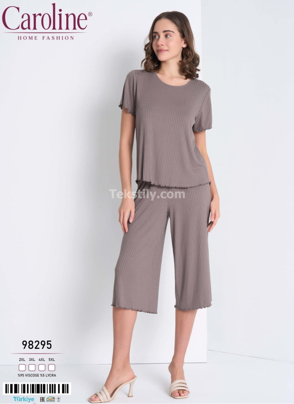 Женская Пижама Комплект с Капри Caroline (2XL+3XL+4XL+5XL)