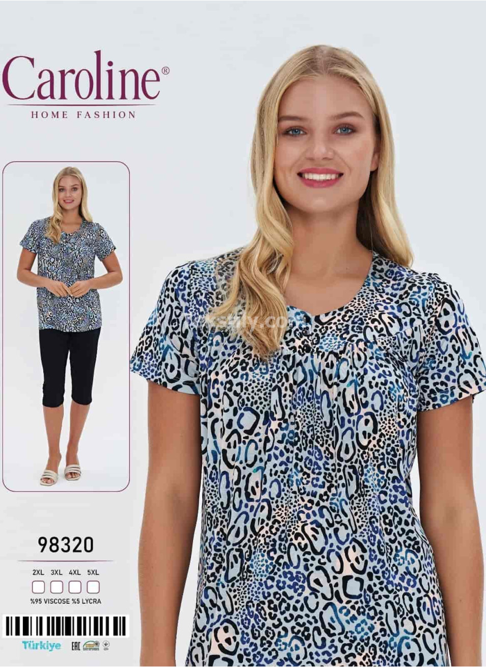 Пижама Женская Комплект с Капри (2XL+3XL+4XL+5XL) Caroline