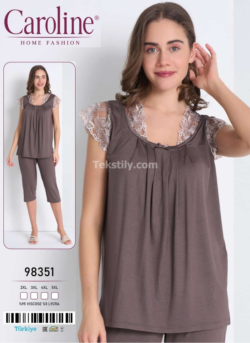Женская Пижама Комплект с Капри Caroline (2XL+3XL+4XL+5XL)
