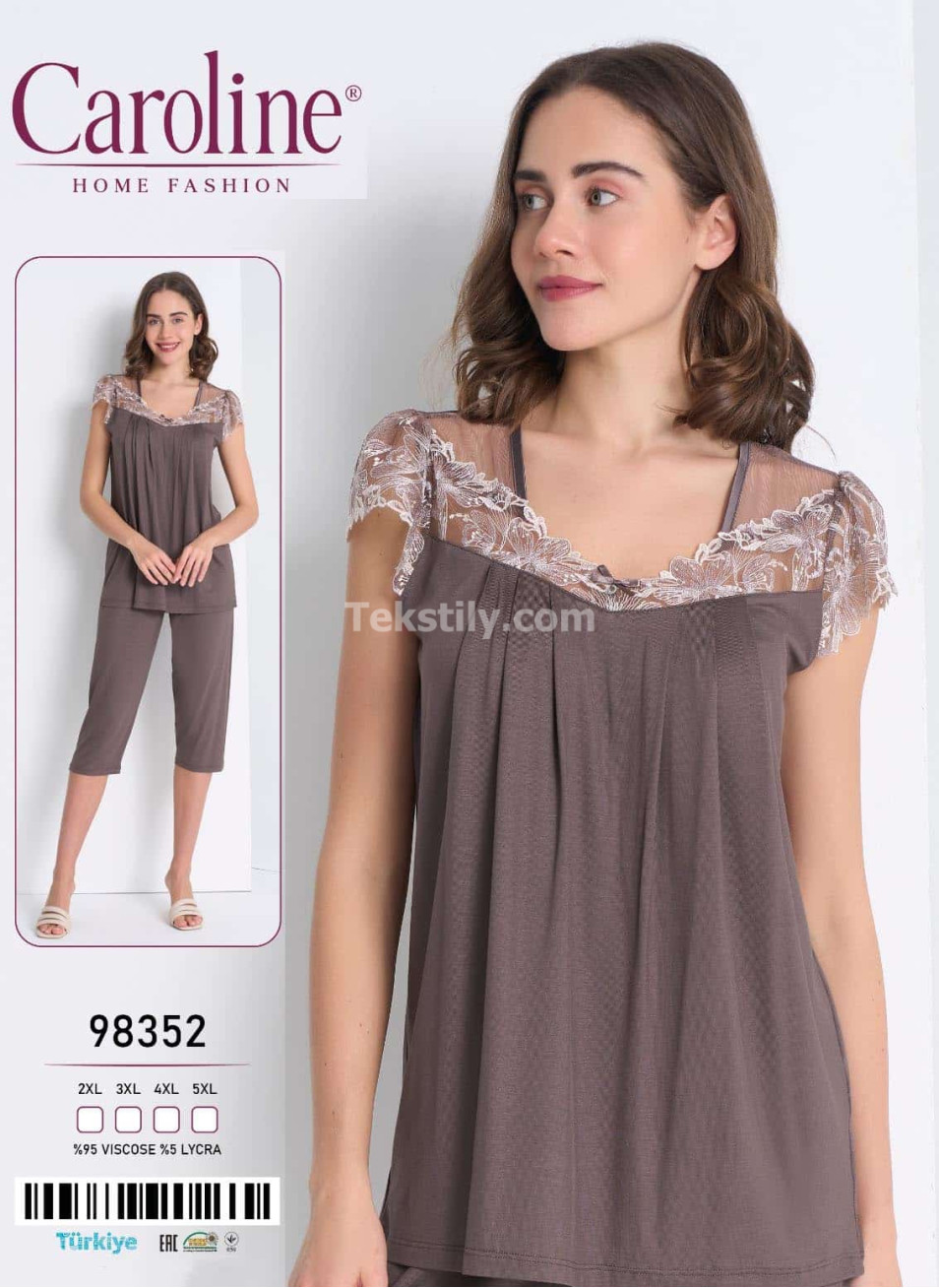 Женская Пижама Комплект с Капри Caroline (2XL+3XL+4XL+5XL)