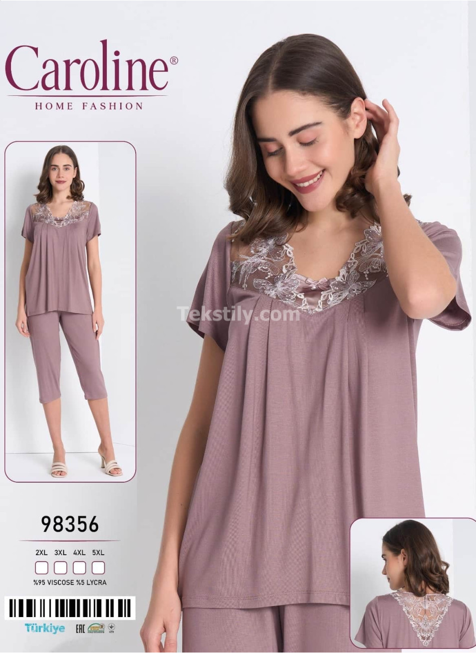 Женская Пижама Комплект с Капри Caroline (2XL+3XL+4XL+5XL)