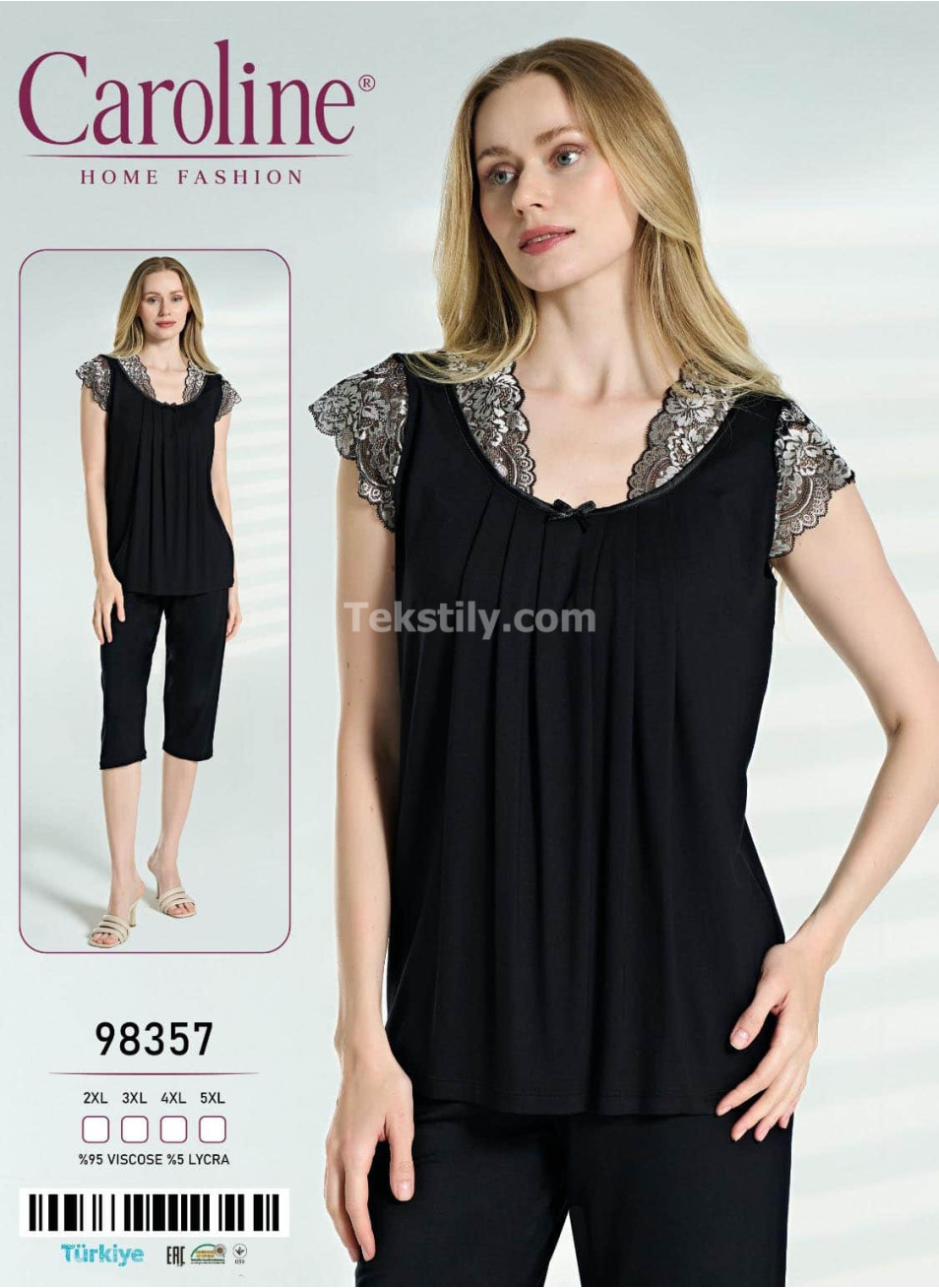 Женская Пижама Комплект с Капри Caroline (2XL+3XL+4XL+5XL)