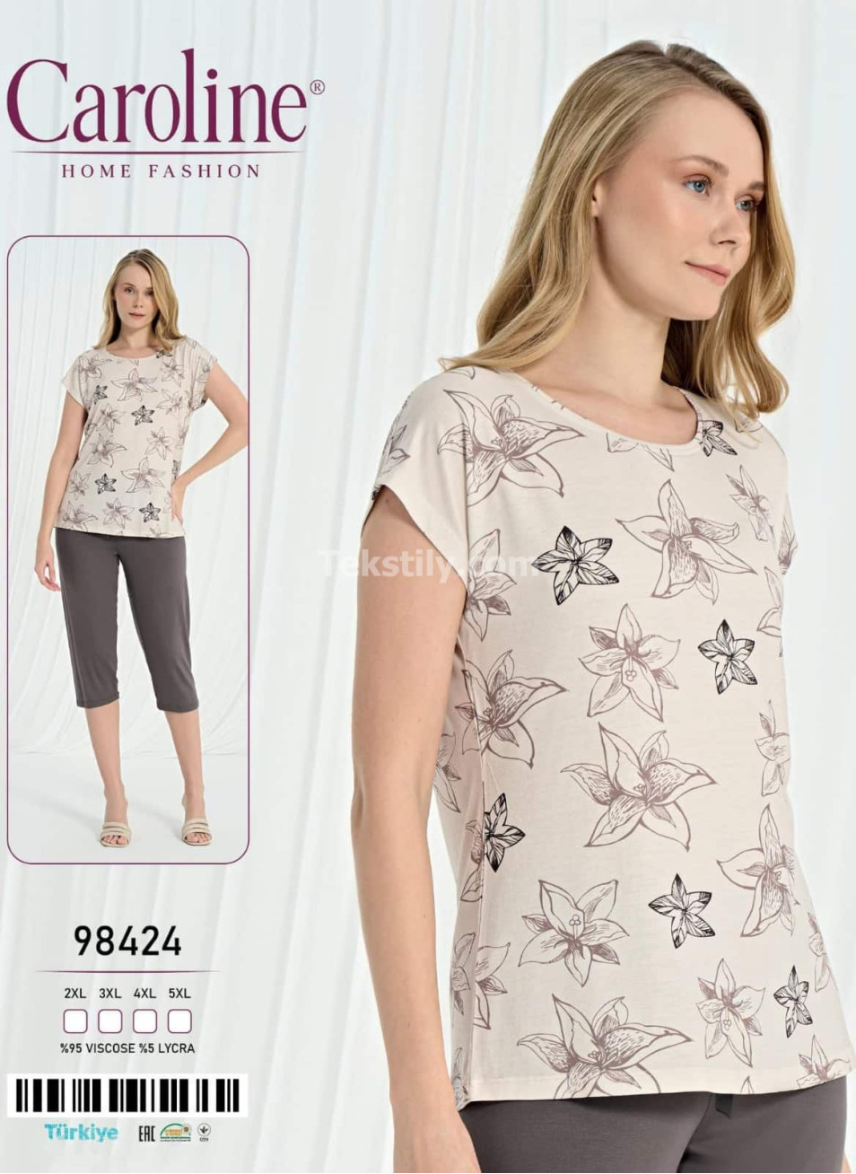 Женский Комплект с Капри Caroline (2XL+3XL+4XL+5XL)