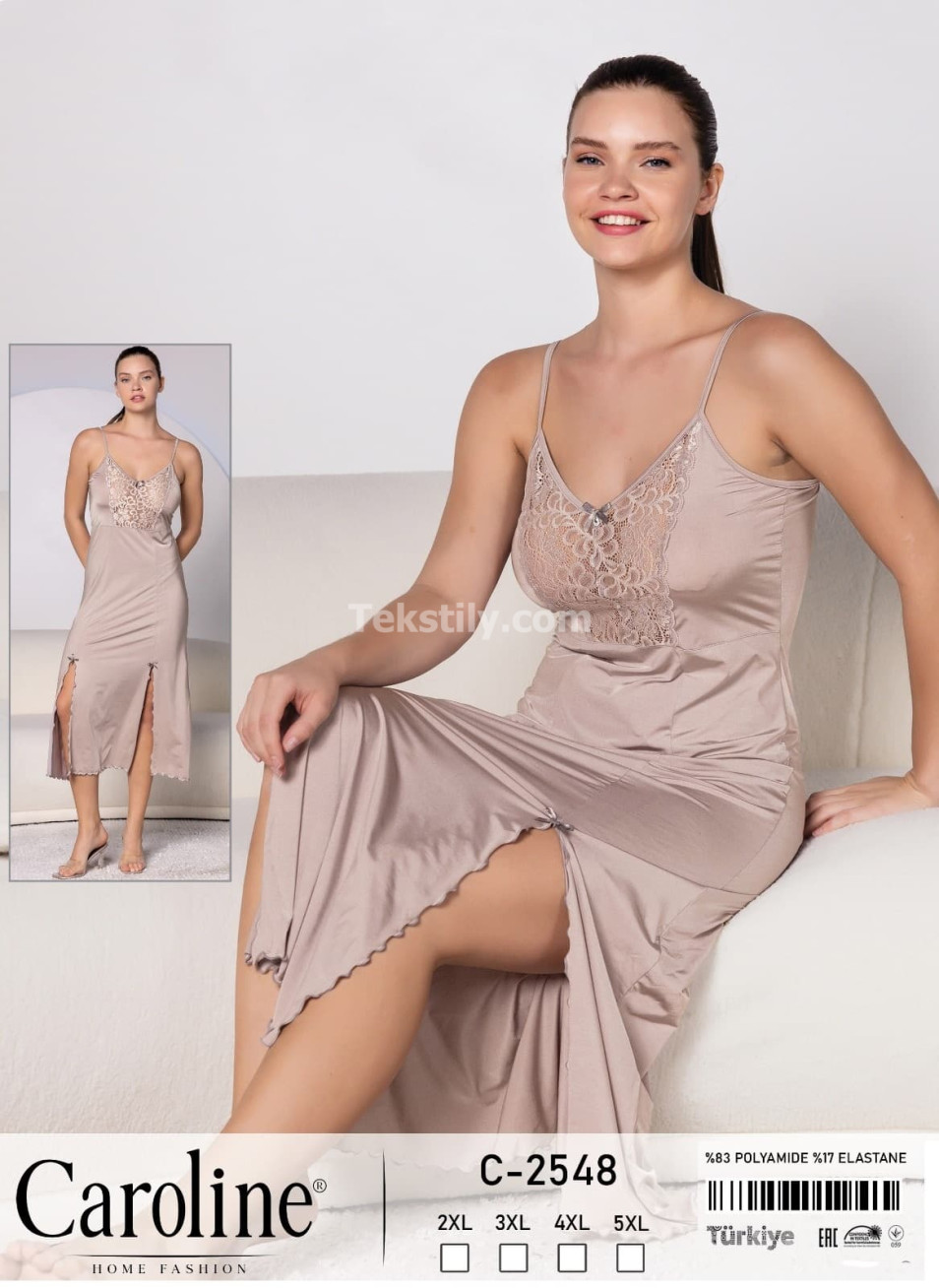 Ночная Женская Сорочка Caroline (2XL+3XL+4XL+5XL)