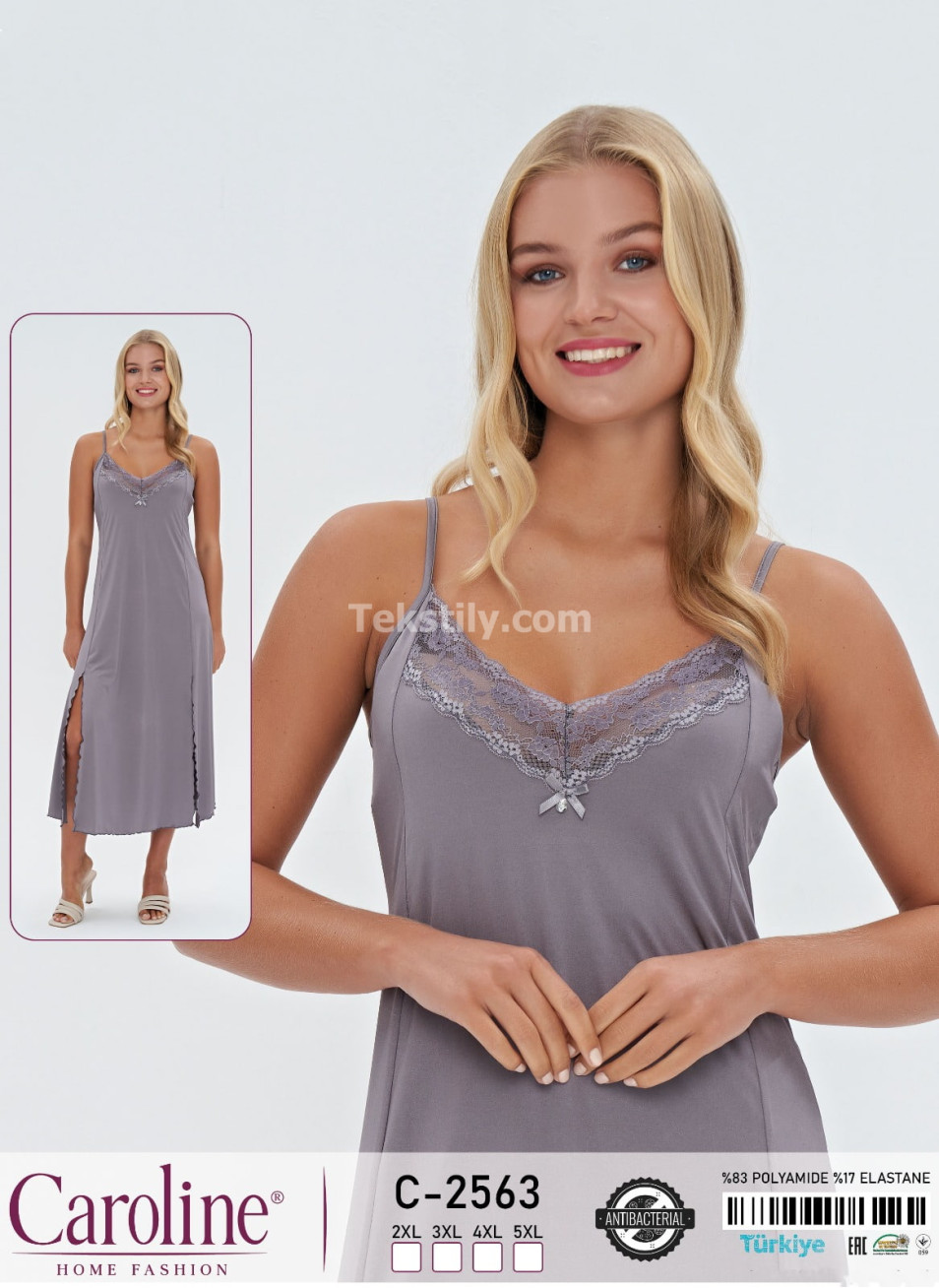 Ночная Женская Сорочка Caroline (2XL+3XL+4XL+5XL)