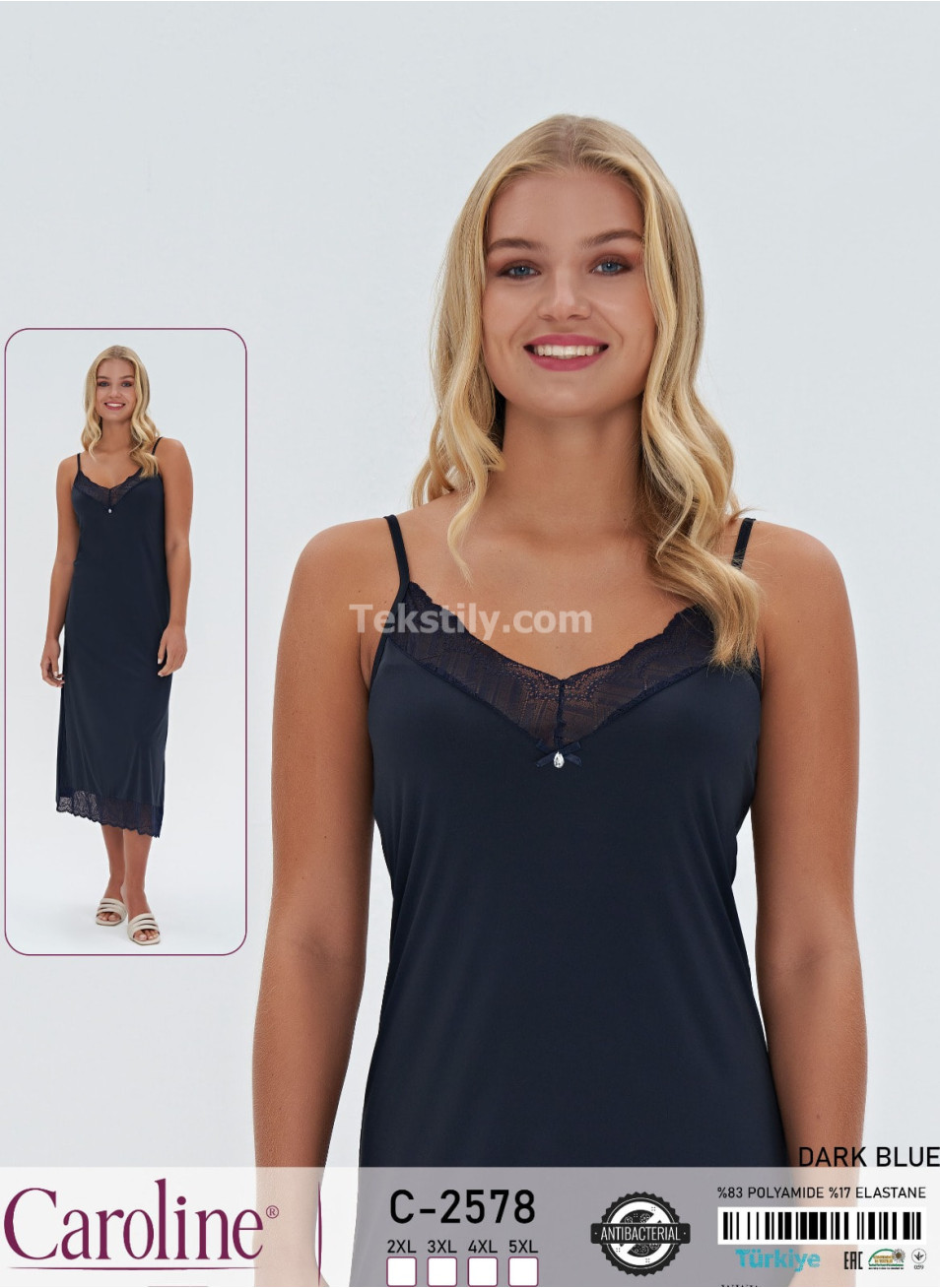 Ночная Женская Сорочка Caroline (2XL+3XL+4XL+5XL)