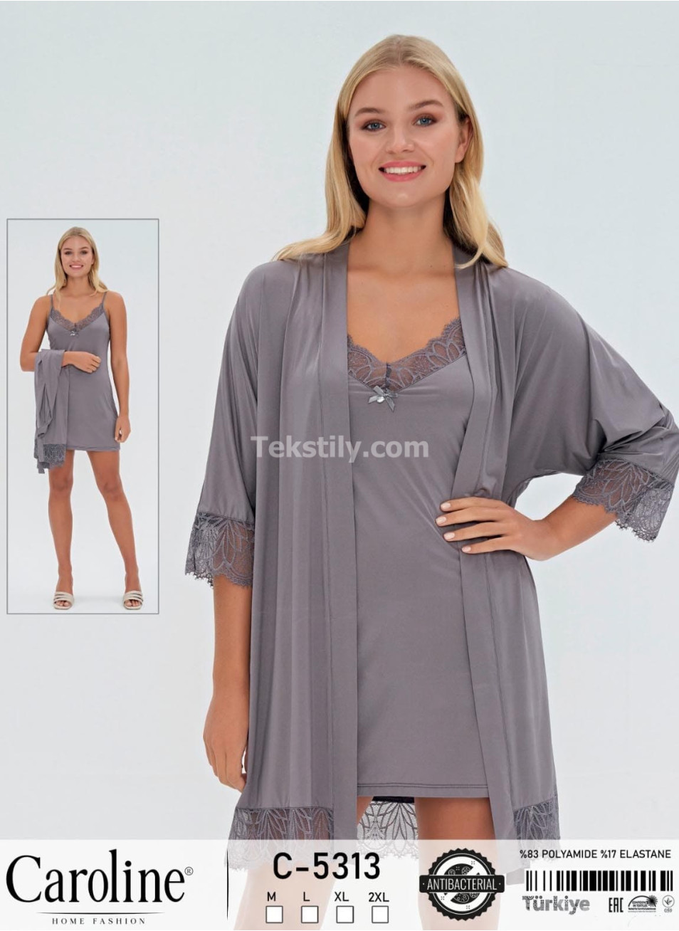 Женская Сорочка с Халатом Caroline (M+L+XL+2XL)