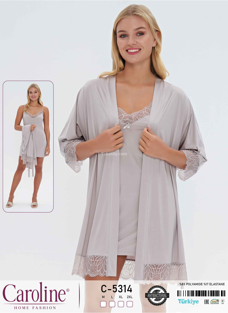 Женская Сорочка с Халатом Caroline (M+L+XL+2XL)