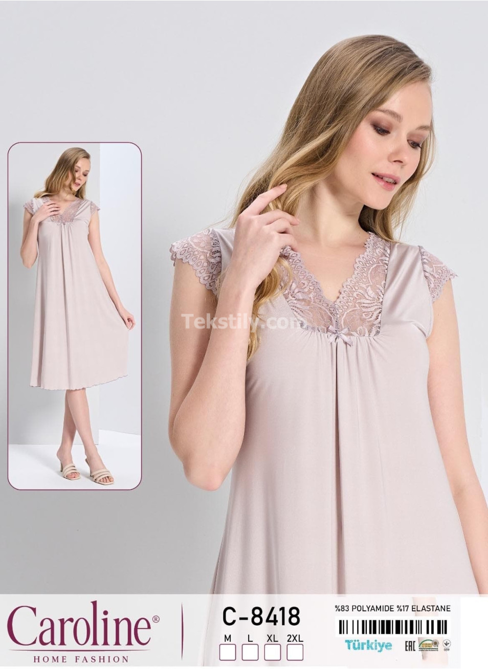 Ночная Женская Сорочка Caroline (M+L+XL+2XL)