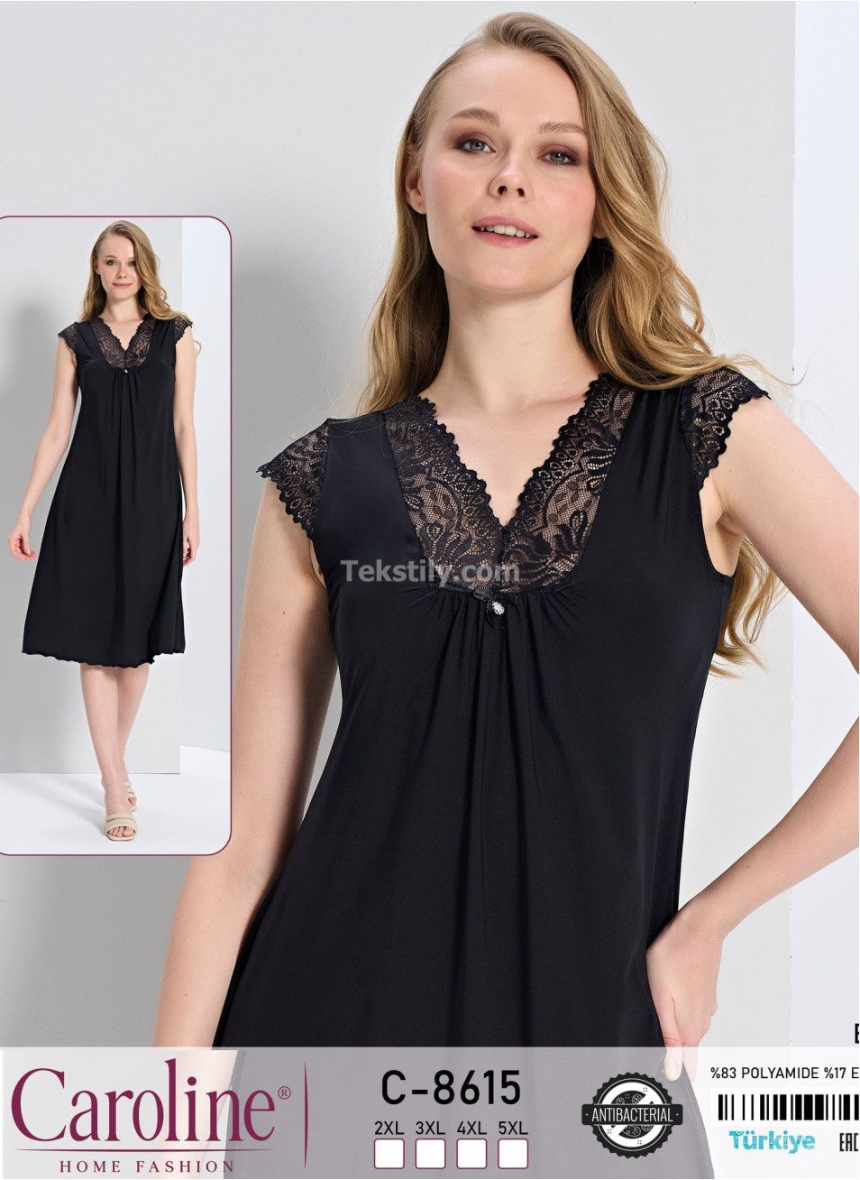 Ночная Женская Сорочка Caroline (2XL+3XL+4XL+5XL)