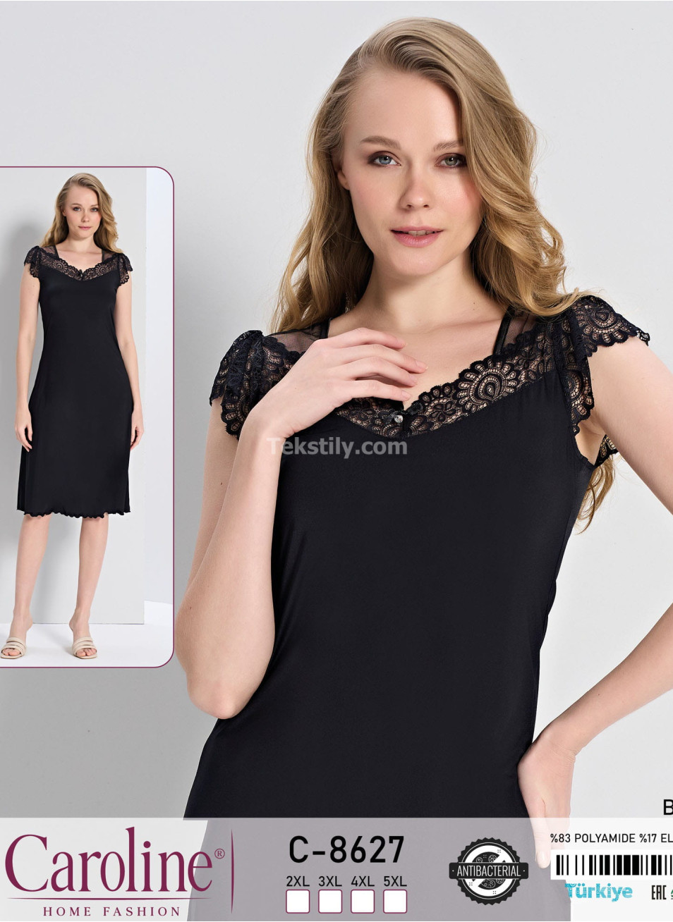 Ночная Женская Сорочка Caroline (2XL+3XL+4XL+5XL)