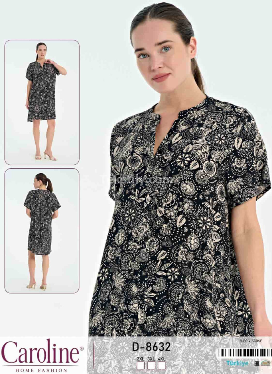 Женский домашний халат Caroline (2XL+3XL+4XL)