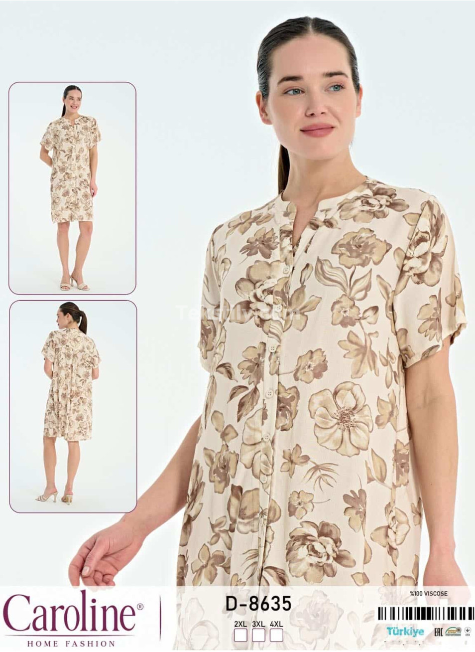 Женское домашнее платье Caroline (2XL+3XL+4XL)